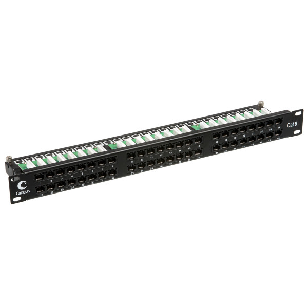 Cabeus PLHD-48-Cat.6-Krone IDC-1U Патч-панель высокой плотности 19, 1U, 48 портов RJ-45, категория 6, Krone IDC