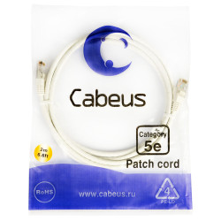 Cabeus PC-UTP-RJ45-Cat.5e-2m-WH Патч-корд UTP, категория 5e, 2 м, неэкранированный, белый