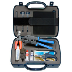 Cabeus HT-K3032 Набор инструментов для разделки и оконцовки оптического кабеля (скалыватель, стрипер, кримпер, клей, шприцы для клея, оправка для полировки, ножницы по кевлару, столик для полировки, салфетки, шлифовальная бумага)