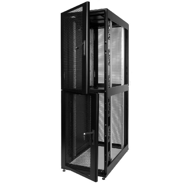 Шкаф серверный ПРОФ напольный колокейшн 40U (600x1000) 2 секции, дверь перфор. 2 шт., черный, в сборе
