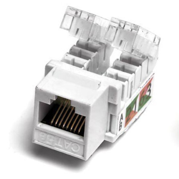 Hyperline KJ2-8P8C-C5e-TLS-WH Вставка Keystone Jack RJ-45(8P8C), категория 5e, Toolless, белаяМодуль Keystone Jack RJ-45 категория 5е, заделка без инструмента