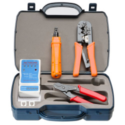 Cabeus HT-K3043 Набор инструментов (инструмент обжимной для RJ-45, RJ-12, инструмент для заделки витой пары 110 типа, обрезка, тестер)