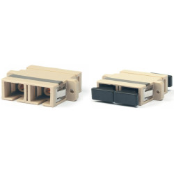 Hyperline DSC-DSC-MM Проходной адаптер SC-SC duplex, MM (для многомодового кабеля), корпус пластмассовый, (бежевый)