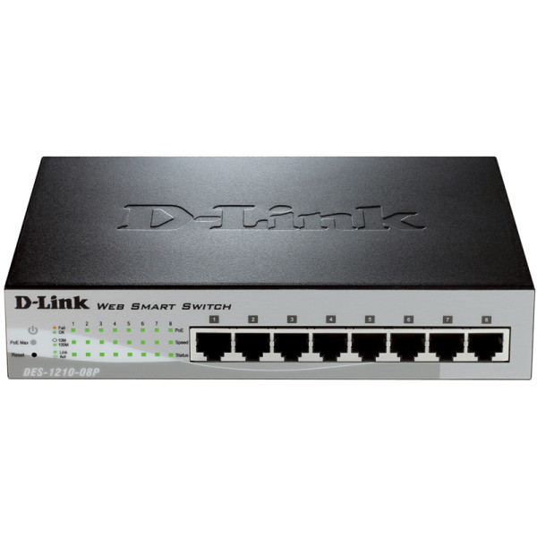 D-Link DES-1210-08P/B1A/C1A Настраиваемый коммутатор Web Smart с 8 портами 10/100Base-TX с поддержкой РоЕ