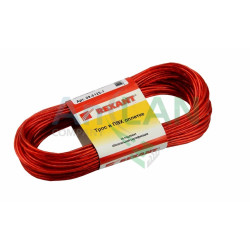 REXANT 09-5125-1 Трос стальной в ПВХ изоляции d=2.5 мм, моток 20 метров, КРАСНЫЙ