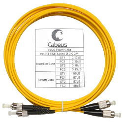 Cabeus FOP(d)-9-FC-ST-3m Шнур оптический duplex FC-ST 9/125 sm 3м LSZH