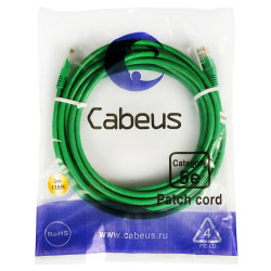 Cabeus PC-UTP-RJ45-Cat.5e-5m-GN Патч-корд UTP, категория 5е, 5 м, неэкранированный, зеленый